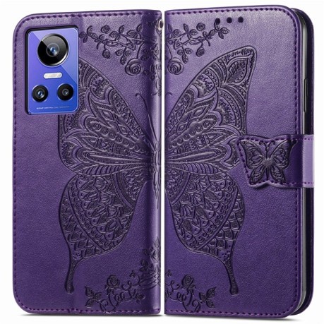 Чохол-книжка Butterfly Love Flower Embossed для Realme GT Neo 3 - фіолетовий