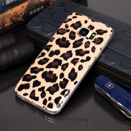 Противоударный чехол Plating Marble для Samsung Galaxy S7 edge - леопардовый