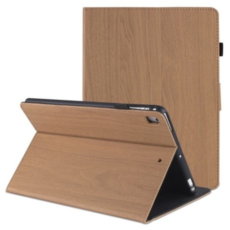 Чехол-книжка Wood Grain для iPad 9/8/7 10.2 2019/2020/2021 - светло-коричневый