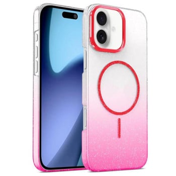 Чохол протиударний Gold Diamond Glitter Gradient MagSafe для iPhone 17 - червоний