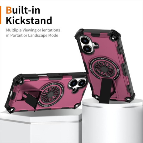 Противоударный чехол Shockproof Kickstand Metallic Shaft MagSafe на iPhone 17 - фиолетовый