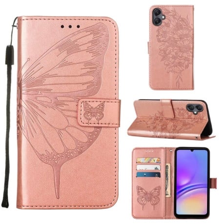 Чохол-книжка Embossed Butterfly для Samsung Galaxy A05 - розовое золото