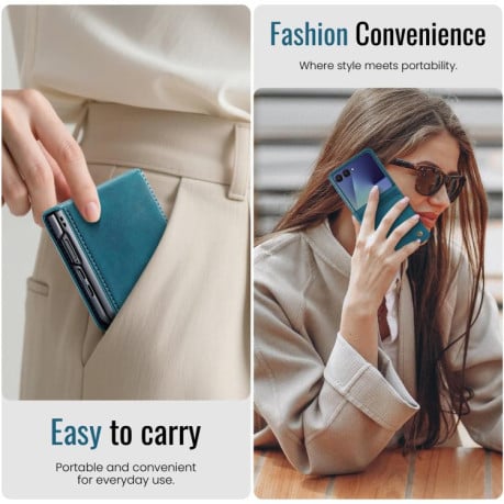 Чохол-книжка CaseMe 033 з фактурою Calf та захистом від сканування RFID на Samsung Galaxy Filp 7 5G - зелений