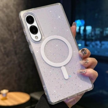 Протиударний чохол Sequins Glitter MagSafe TPU для Samsung Galaxy S25 Edge 5G - прозорий