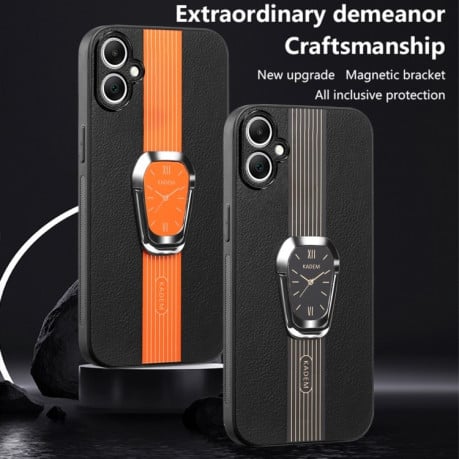 Чохол Magnetic Litchi Leather Back Phone Case with Holder для Samsung Galaxy A06 - чорний