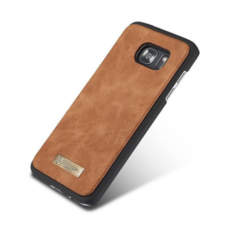 Кожаный чехол- кошелек CaseMe с отделением для кредитных карт на Samsung Galaxy S7 Edge/ G935-коричневый