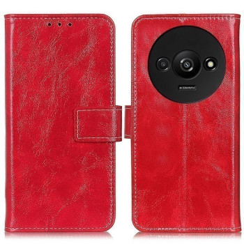 Чехол-книжка Magnetic Retro Crazy Horse Texture на Xiaomi Redmi A3 - красный