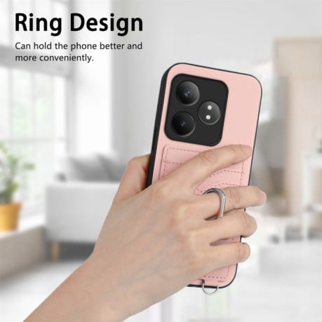 Протиударний чохол R20 Ring Card Holder для Realme GT Neo6/GT 6T - рожевий