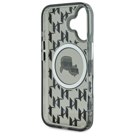Оригинальный чехол Karl Lagerfeld IML Monogram Karl &amp; Choupette Head MagSafe для iPhone 16 - Black