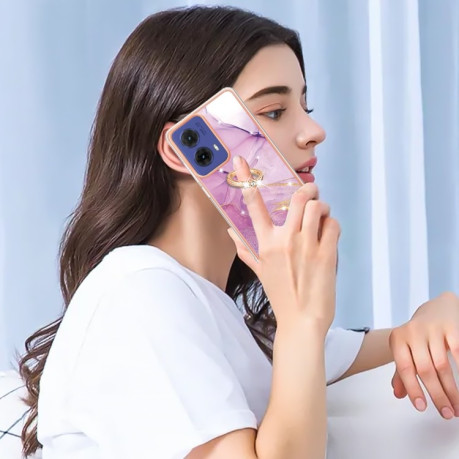 Чохол Electroplating with Ring Holder для Motorola Moto G85 - Purple
