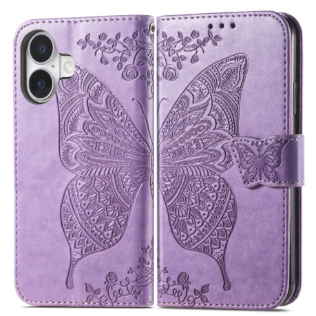 Чохол-книжка Butterfly Love Flower Embossed для iPhone 16 - Lavender