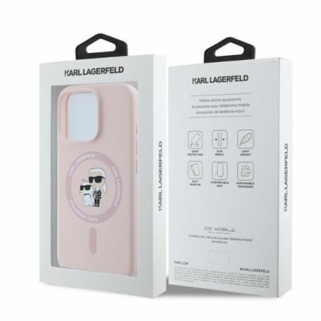 Оригінальний чохол Karl Lagerfeld Choupette Glitter MagSafe case для iPhone 16 Pro - Pink