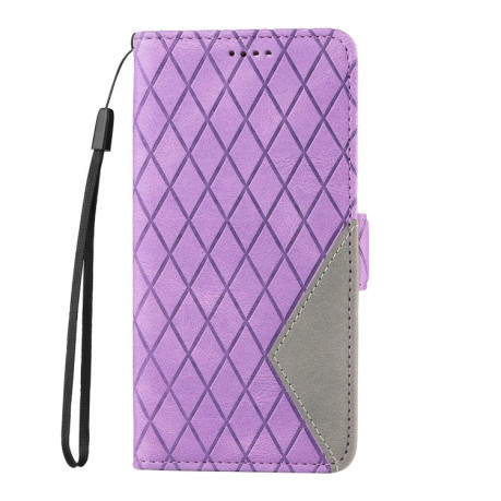 Чехол-книжка Dual-color Rhombic Lattice Leather для Samsung Galaxy S24 FE 5G - фиолетовый