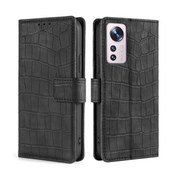 Чехол-книжка Skin Feel Crocodile Texture для Xiaomi 12 Pro - черный