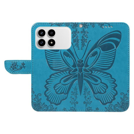 Чехол-книжка Swallowtail Butterfly Embossed Leather для Xiaomi Redmi K90/Poco F8 синий — синий