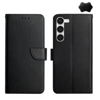 Шкіряний чохол-книжка Genuine Leather Fingerprint-proof для Samsung Galaxy S23+Plus 5G - чорний