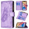 Чохол-гаманець Flying Butterfly Embossing для iPhone 13 mini - фіолетовий