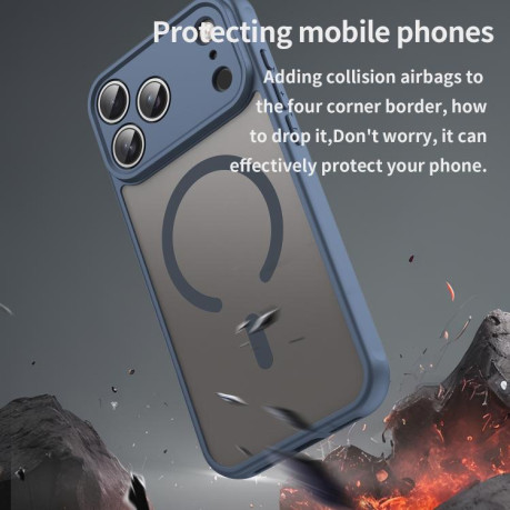 Противоударный чехол Fan Dun Series TPU Hybrid PC Frosted Magsafe для iPhone 17 Pro Max - синий