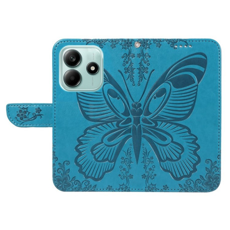 Чохол-книжка Swallowtail Butterfly Embossed Leather для Xiaomi Redmi Note 14 5G/Poco M7 Pro 5G - синій
