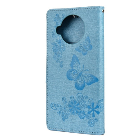 Чехол-книжка Butterflies Embossing на Xiaomi Mi 10T Lite - синий