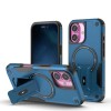 Противоударный чехол MagSafe Holder Armor PC Hybrid для iPhone 17 - синий