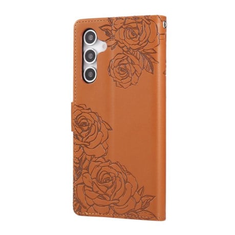 Чохол-книжка з тисненням Роза на Samsung Galaxy S25 FE 5G - коричневий