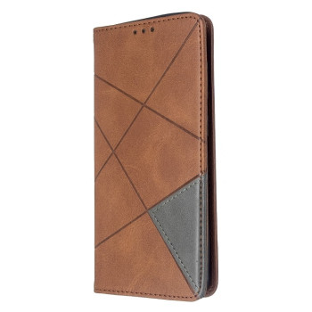 Чехол-книжка Rhombus Texture на Samsung Galaxy S20 -коричневый