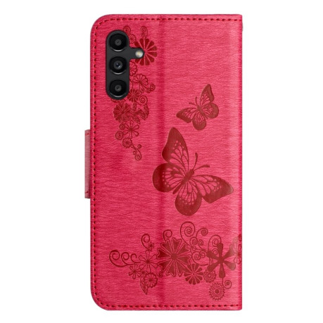 Чохол-книжка з тисненням &quot;метелика&quot; та магнітним хлястиком на Samsung Samsung Galaxy A36/A56 5G - червоний