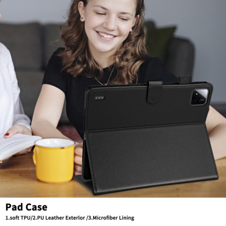 Чехол-книжка Rhombus Lattice Leather для Xiaomi Pad 7 / 7 Pro - черный