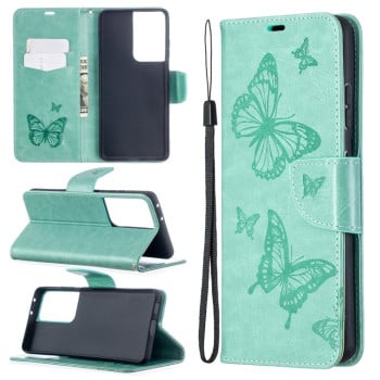 Чохол-книжка Butterflies Pattern Samsung Galaxy S21 Ultra - зелений