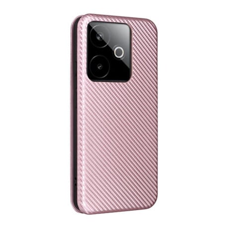 Чехол-книжка Carbon Fiber Texture на Realme GT 7 - рожевий