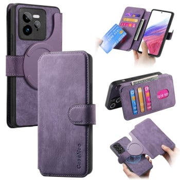 Чехол-книжка CaseNeo MagSafe RFID Anti-theft Retro Leather для Realme GT7 Pro - фиолетовый