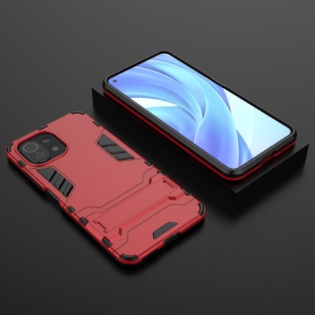 Противоударный чехол Invisible Holder на Xiaomi Mi 11 Lite/Mi 11 Lite NE - красный