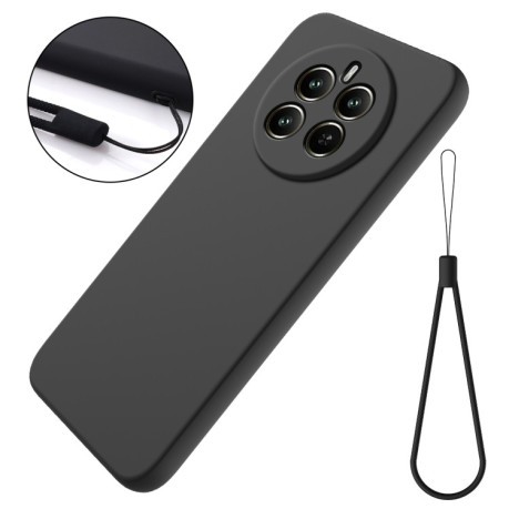 Силиконовый чехол Solid Color Liquid Silicone на Realme 12+ 5G/12 4G/13 4G - черный