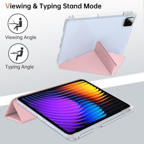 Чехол-книжка Clear Acrylic Demation Leather для Xiaomi Pad 7 / 7 Pro - розовый