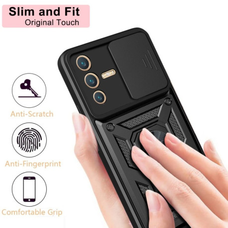Противоударный чехол Sliding Camshield для Vivo V23 5G / S12 - синий