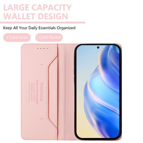 Чехол-книжка RC01 Dual-Folded Magnetic Suction RFID Leather на Motorola Edge 5G 2025 / Edge 60 Fusion - розовый