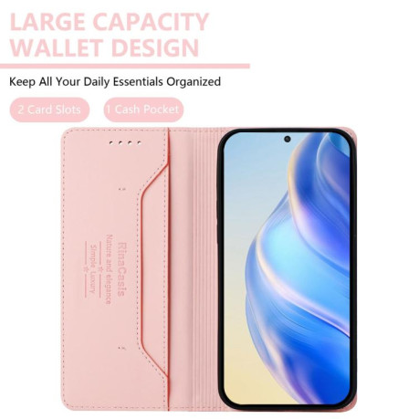Чохол-книжка RC01 Dual-Folded Magnetic Suction RFID Leather на Realme 14 Pro+ 5G - рожевий