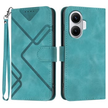 Чехол-книжка Line Pattern Skin Feel Leather для Xiaomi Poco F7 - синій