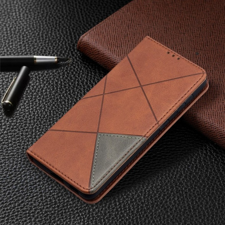 Чехол-книжка Rhombus Texture на Samsung Galaxy S21 - коричневый
