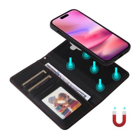 Чохол-книжка BETOPNICE BN-005 2 in 1 Detachable Imitate Genuine Leather для iPhone 16 - чорний