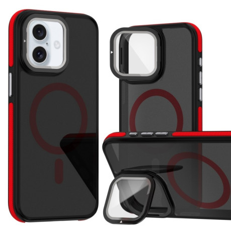 Противоударный чехол Magsafe Dual-Color Skin Feel Lens Film для  iPhone 16 Plus - красный