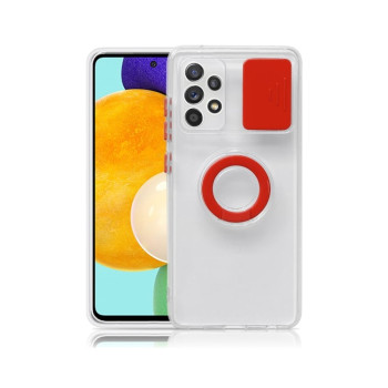Противоударный чехол Sliding Camera with Ring Holder для Samsung Galaxy A33 5G  - прозрачно- красный
