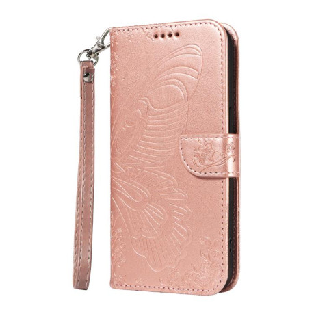 Чехол-книжка Swallowtail Butterfly Embossed Leather на Samsung Galaxy A07 5G - золото
