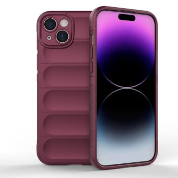 Силіконовий чохол Magic Flannel для iPhone 15 Plus – винно-червоний