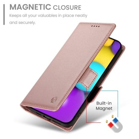 Чехол-книжка Side Buckle Magnetic Frosted Leather для iPhone 16 - розовое золото