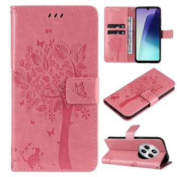 Чехол-книжка Happy Cat Pattern для Xiaomi Redmi 14C 4G/Poco C75/Redmi A4 5G - розовый