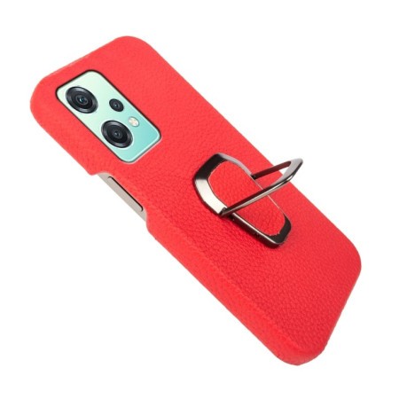 Противоударный чехол Ring Holder Litchi Texture для Realme 9 Pro/OnePlus Nord CE 2 Lite 5G - красный