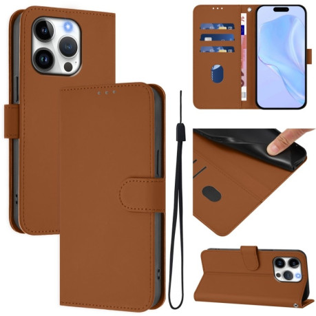 Чехол-книжка Skin Feel S-type для iPhone 16 Pro - коричневый