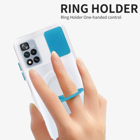 Противоударный чехол Sliding Camera with Ring Holder для Xiaomi Poco X4 Pro 5G - оранжевый